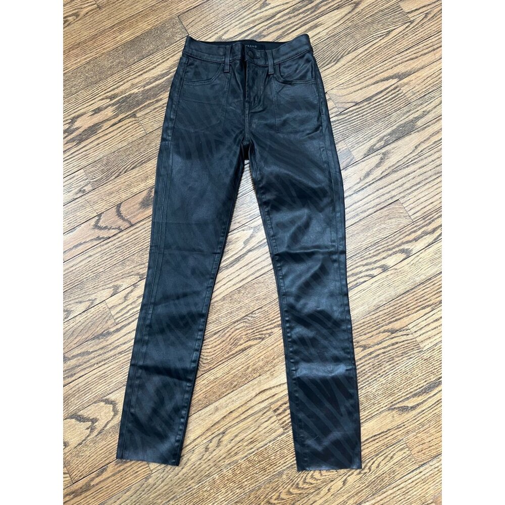 J Brand Maria High Rise Galactic Black Zebra Print Vegan Coated